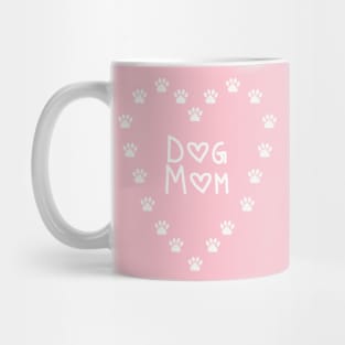 Dog Mom with Paw Prints in Heart Shape Mug